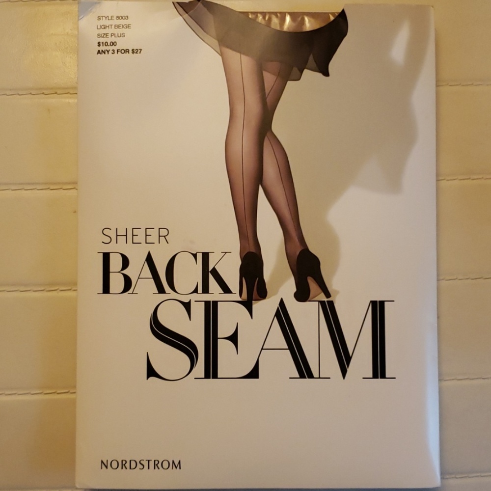 NEW Plus Sized Back Seam Pantyhose - Light Beige